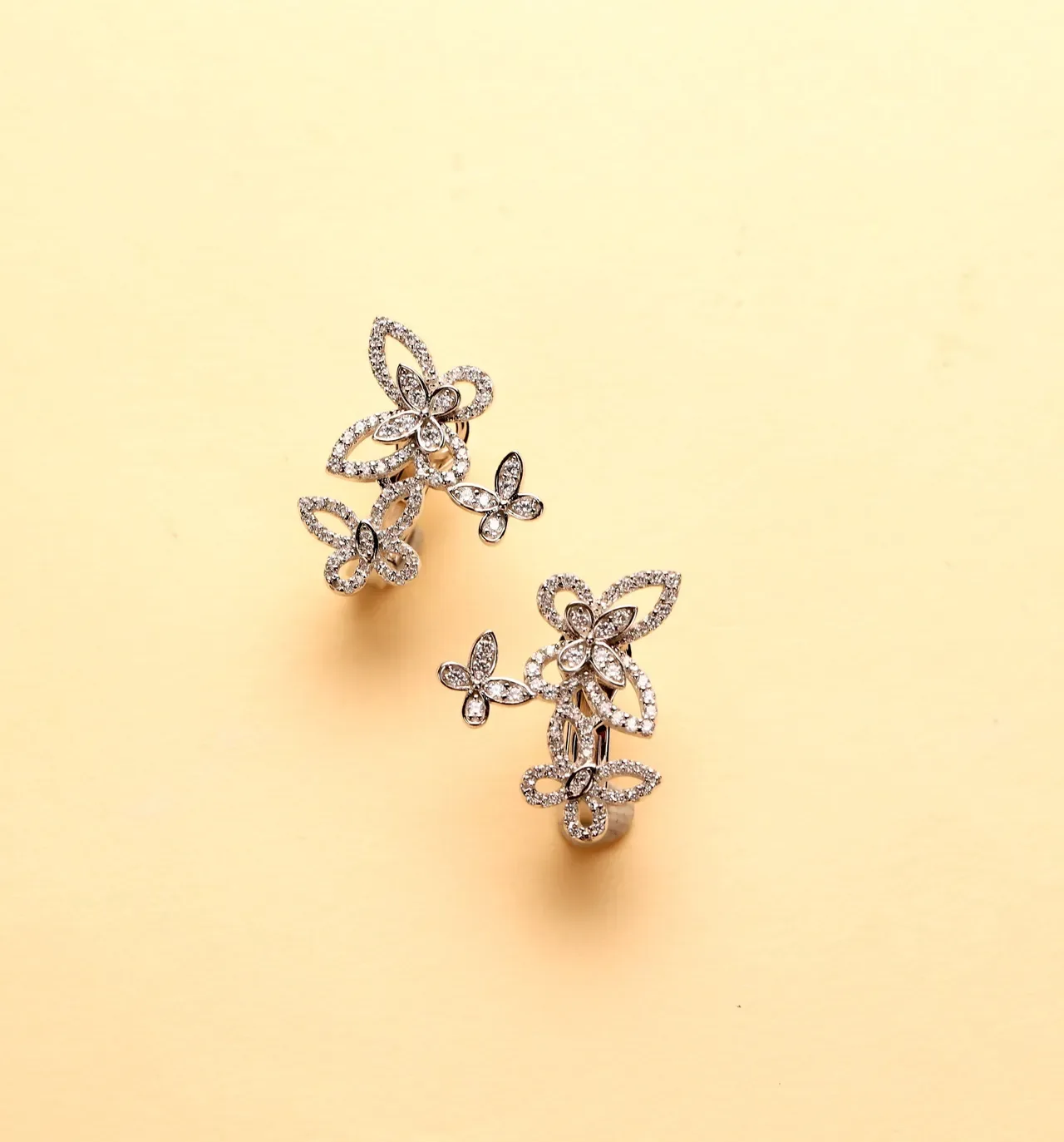 Floral Pavé Crystal Butterfly Cluster Stud Earrings 4