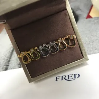FRED Gold Silver U-Shaped Links Pavé-Set Stones Bracelet