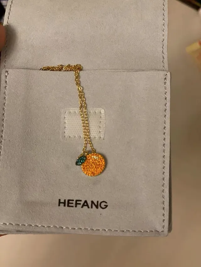 Fruit-Shaped Micro-Pave Orange-Red Gradient Pendant Necklace 3