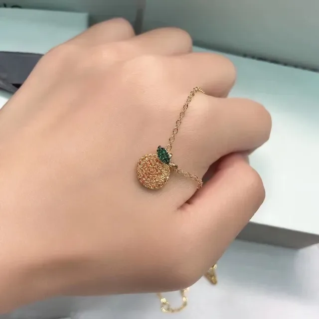 Fruit-Shaped Micro-Pave Orange-Red Gradient Pendant Necklace 6