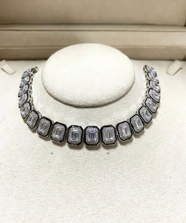 Geometric Channel-Set Multi-Stone Choker Necklace 3