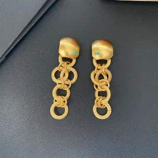 Brincos de Corrente Texturizados de Ouro Azul