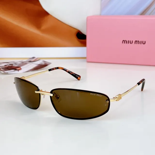 Gold Frame Amber Lens Black Temple Sunglasses 5