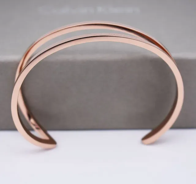 Gold Gray Double-Band Open Cuff Bracelet 8