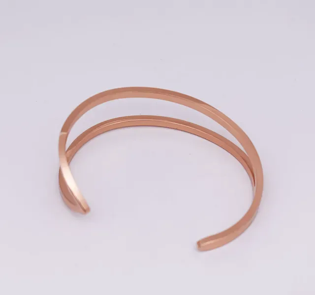 Gold Gray Double-Band Open Cuff Bracelet 9