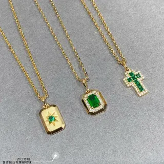 Collier Chaîne Or Pendentif Gema Verte