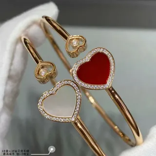 Pulsera de Oro Forma de Corazón Rojo Pavé-Set