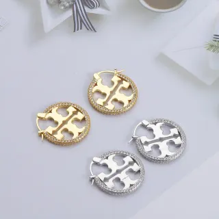 Argolas circulares de ouro e prata com borda Pavé-Stone
