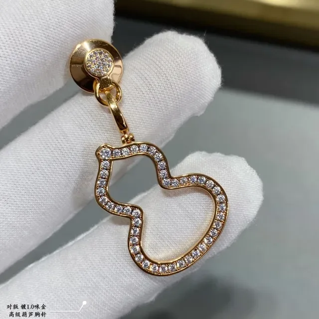 Gold Silver Gourd Silhouette Open-Outline Design Brooch 4
