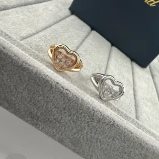 Gold Silver Heart-Shaped Open Frame Three-Stone Triangular Setting Ring
