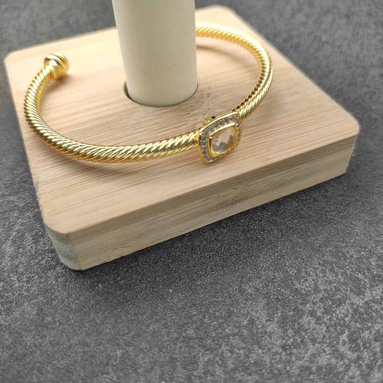 Gold Silver Twisted Rope Wire Open Cuff Bracelet 8