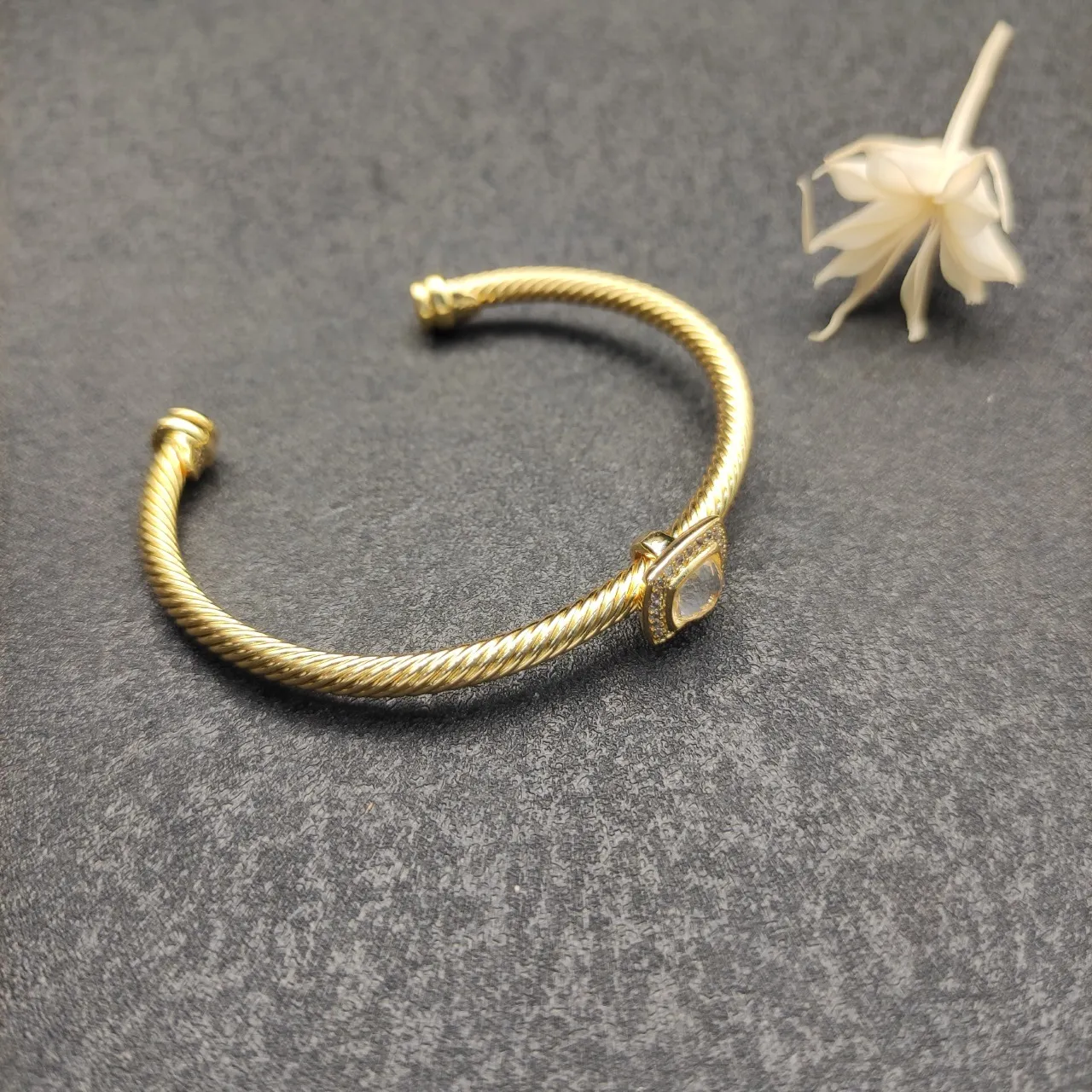 Gold Silver Twisted Rope Wire Open Cuff Bracelet 9