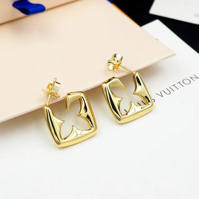 Gold-Tone Geometric Open-Frame Sculptural Earrings 3