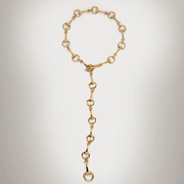 Gold-Tone Horsebit Link Chain Necklace 6