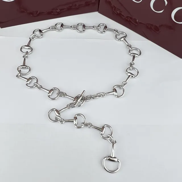 Gold-Tone Horsebit Link Chain Necklace 8