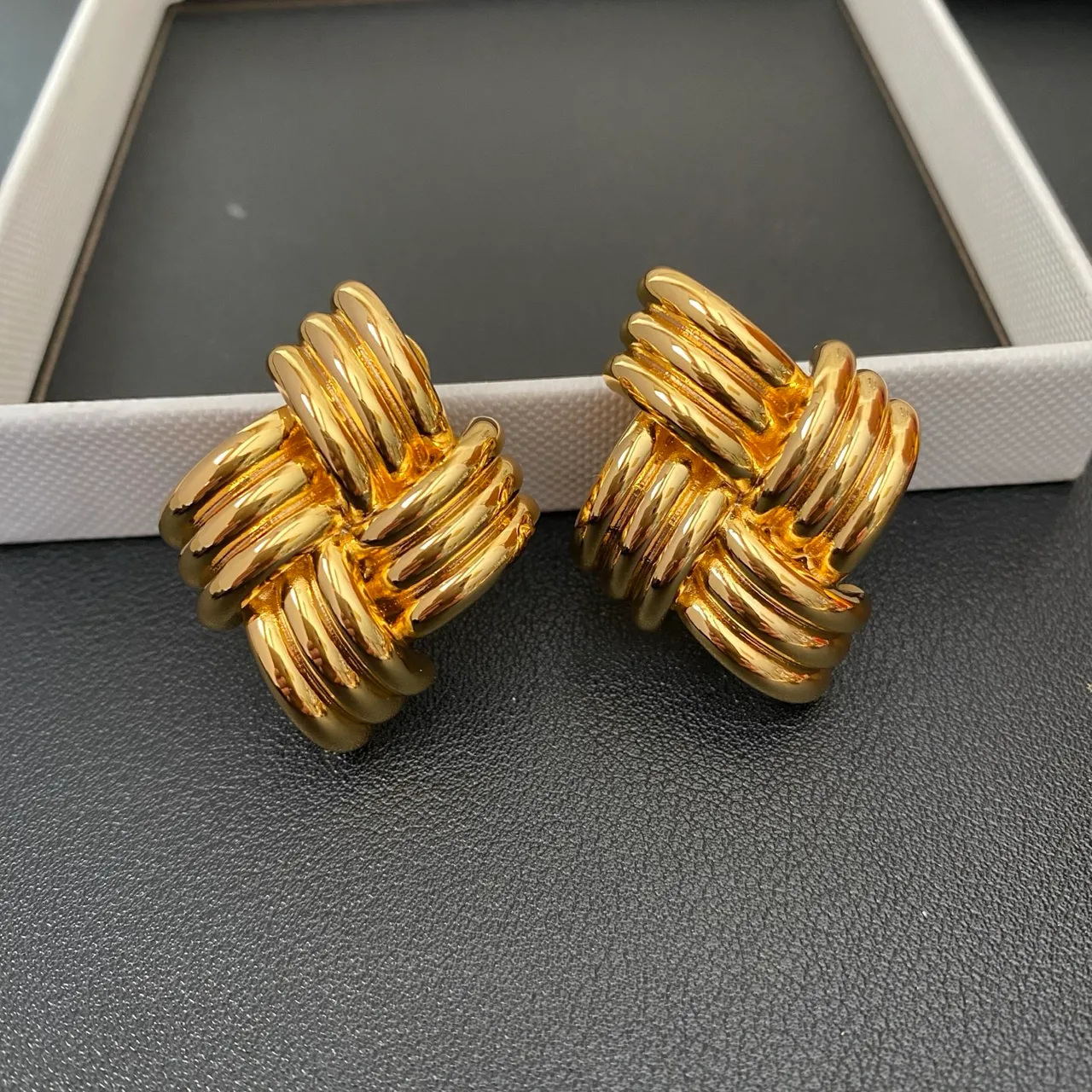 Gold-Tone Interwoven Knot Earrings 3