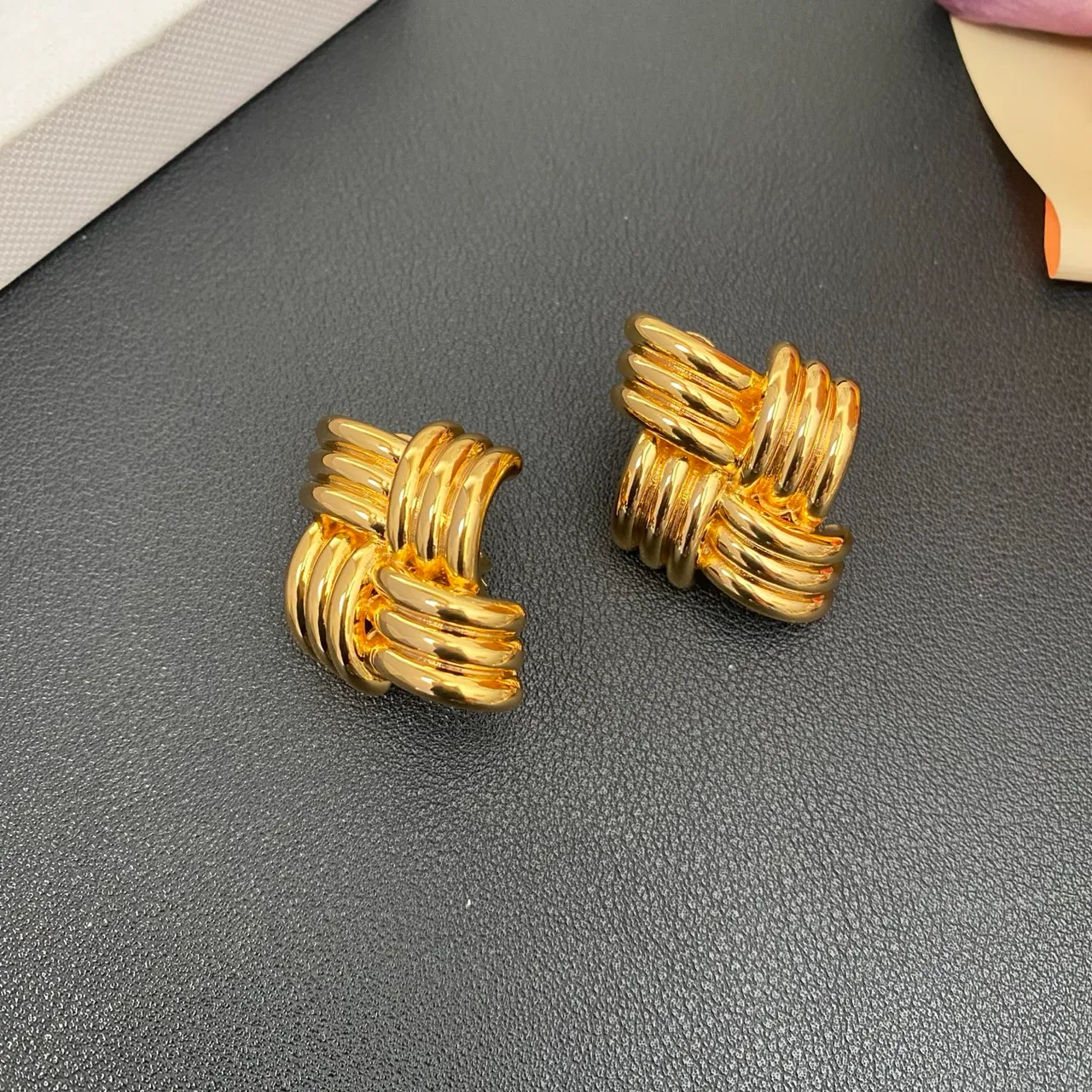 Gold-Tone Interwoven Knot Earrings 5