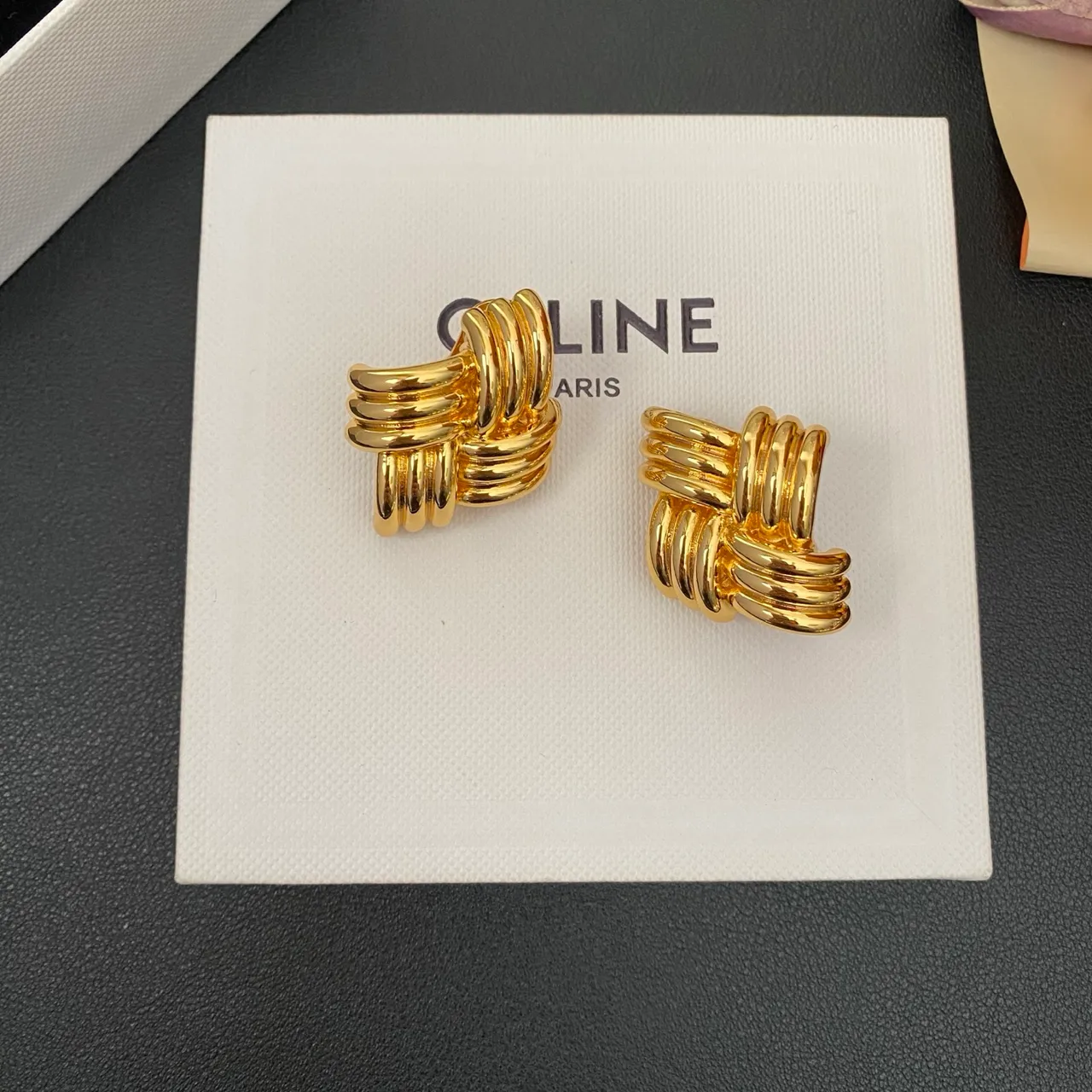 Gold-Tone Interwoven Knot Earrings 7