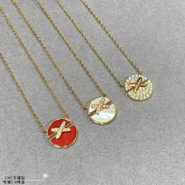 Gold-Tone Pavé X Motif Pendant Necklace 5