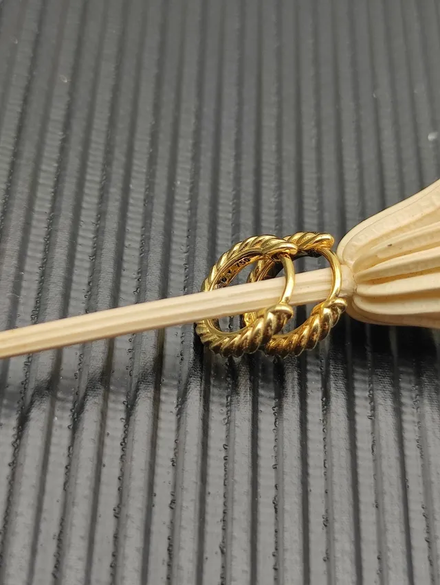 Gold Twisted Rope Texture Hinged Closure Earrings 6