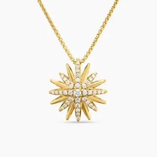 Collier pendentif étoile or blanc diamants pavé