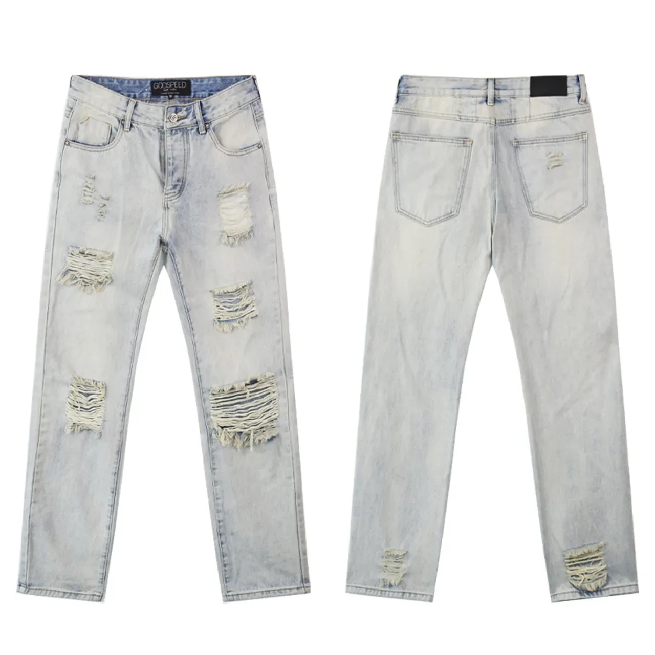 GOOSPEED Jean Droit Déchiré Distressed Taille Mi-Haute 2