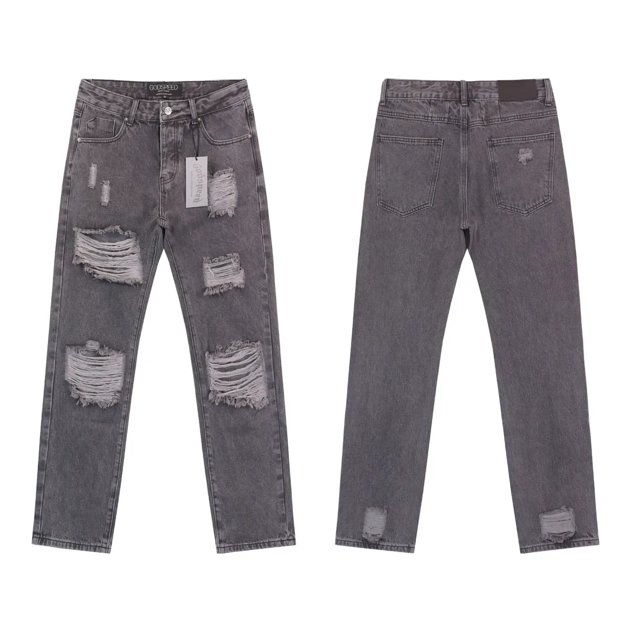 GOOSPEED Jean Droit Déchiré Distressed Taille Mi-Haute 4