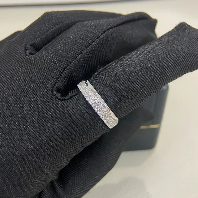 Graff Gold Silver Pavé-Set Geometric Band Ring 4