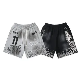 Graphic-Print Elastic-Waist Drawstring Shorts