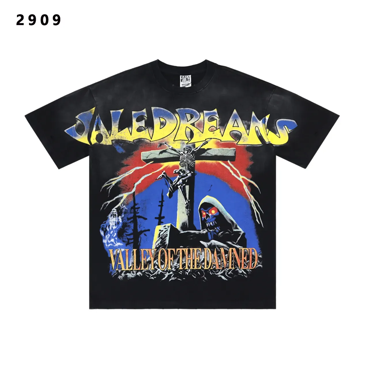 Graphic-Print Oversized Distressed Black T-Shirt 3