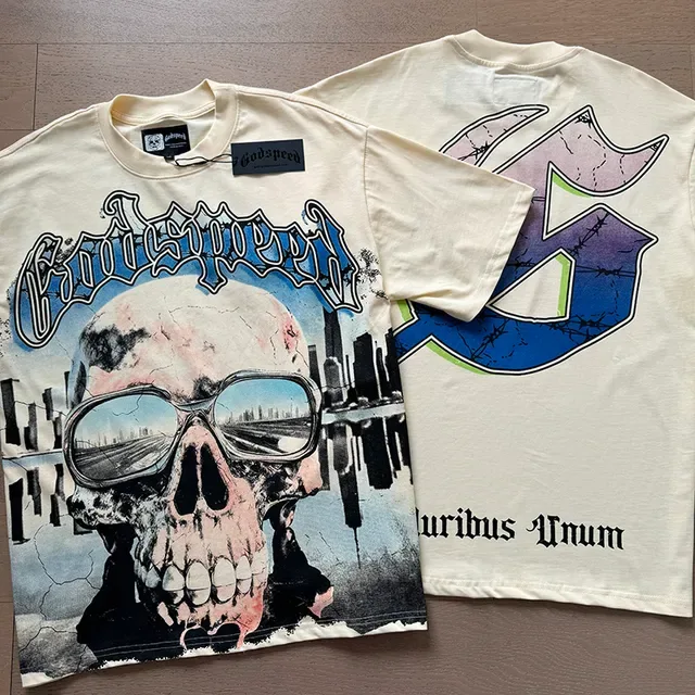 Graphic-Print Oversized Double-Sided Skull Motif T-Shirt 4