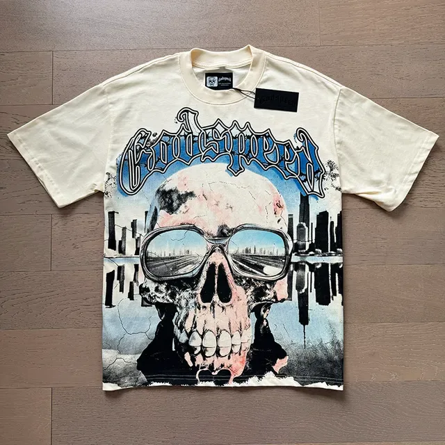 Graphic-Print Oversized Double-Sided Skull Motif T-Shirt 5