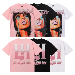 Camiseta oversized estampado gráfico con strass en la espalda