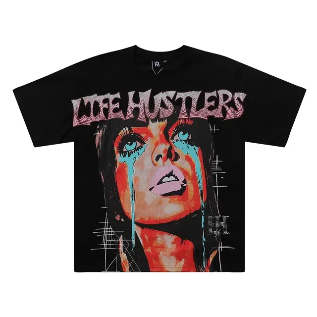Camiseta oversized estampado gráfico con strass en la espalda 3
