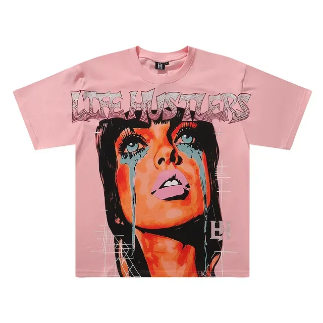 Camiseta oversized estampado gráfico con strass en la espalda 4