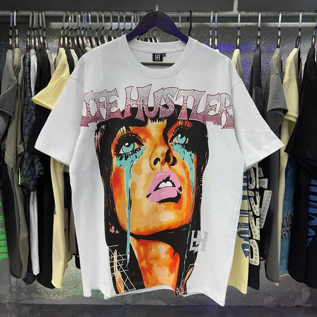 Camiseta oversized estampado gráfico con strass en la espalda 14
