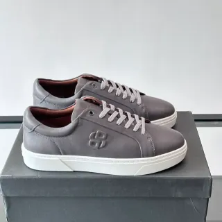 Gray White Leather Upper Embossed Monogram Sneakers