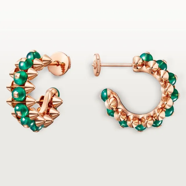 Green Gold Spiked Beaded Earrings 3