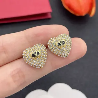 Brincos em forma de coração com cristais Pave-Crystal em tom dourado