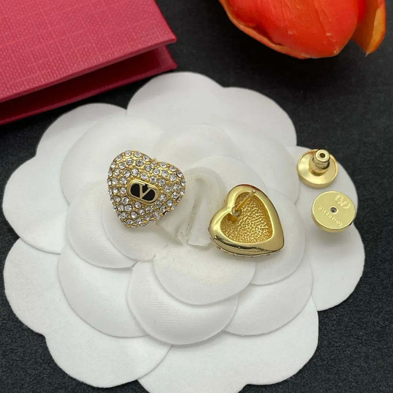 Heart-Shaped Pave-Crystal Gold-Tone Earrings 5