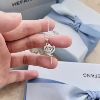 HEFANG Pavé Crystal Rose Pendant Necklace