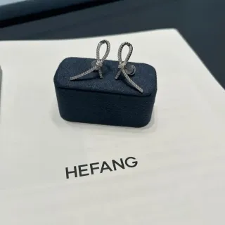 HEFANG أقراط فضية بحرية شكل قوس باڤيه سيت