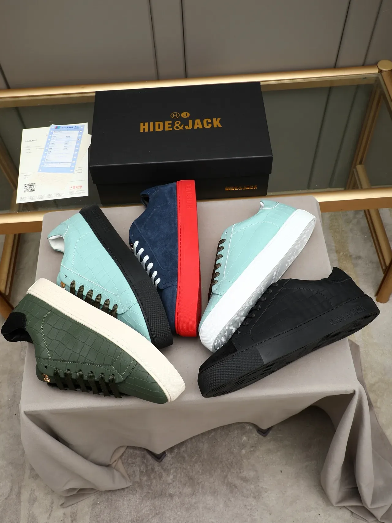 HIDE&JACK Mint Croc-Embossed Low-Top Sneaker 2