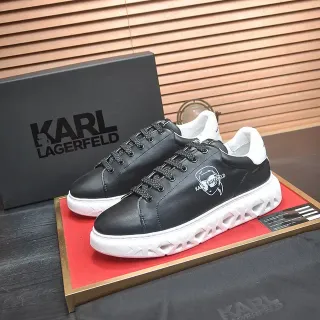 Karl Lagerfeld أسود أبيض جلد علوي قاعة شبكية منحوتة أسلوب حياة