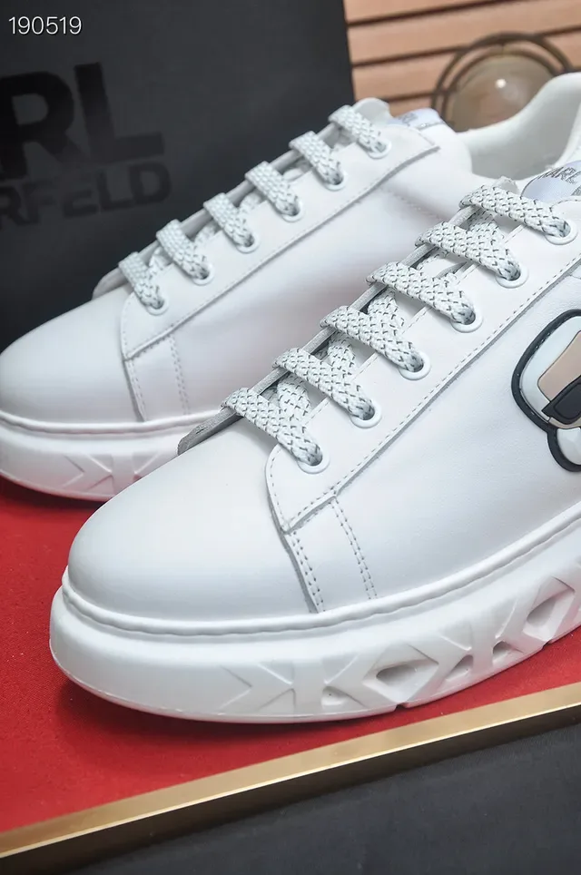 Karl Lagerfeld White Leather Upper Sculpted Geometric Sole Lifestyle Sneakers 4