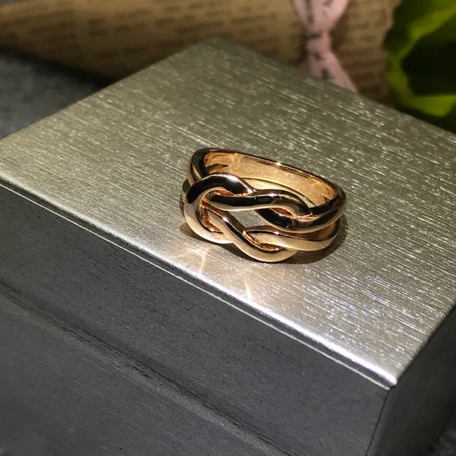 Knot-Interwoven Polished Metallic Rings 6