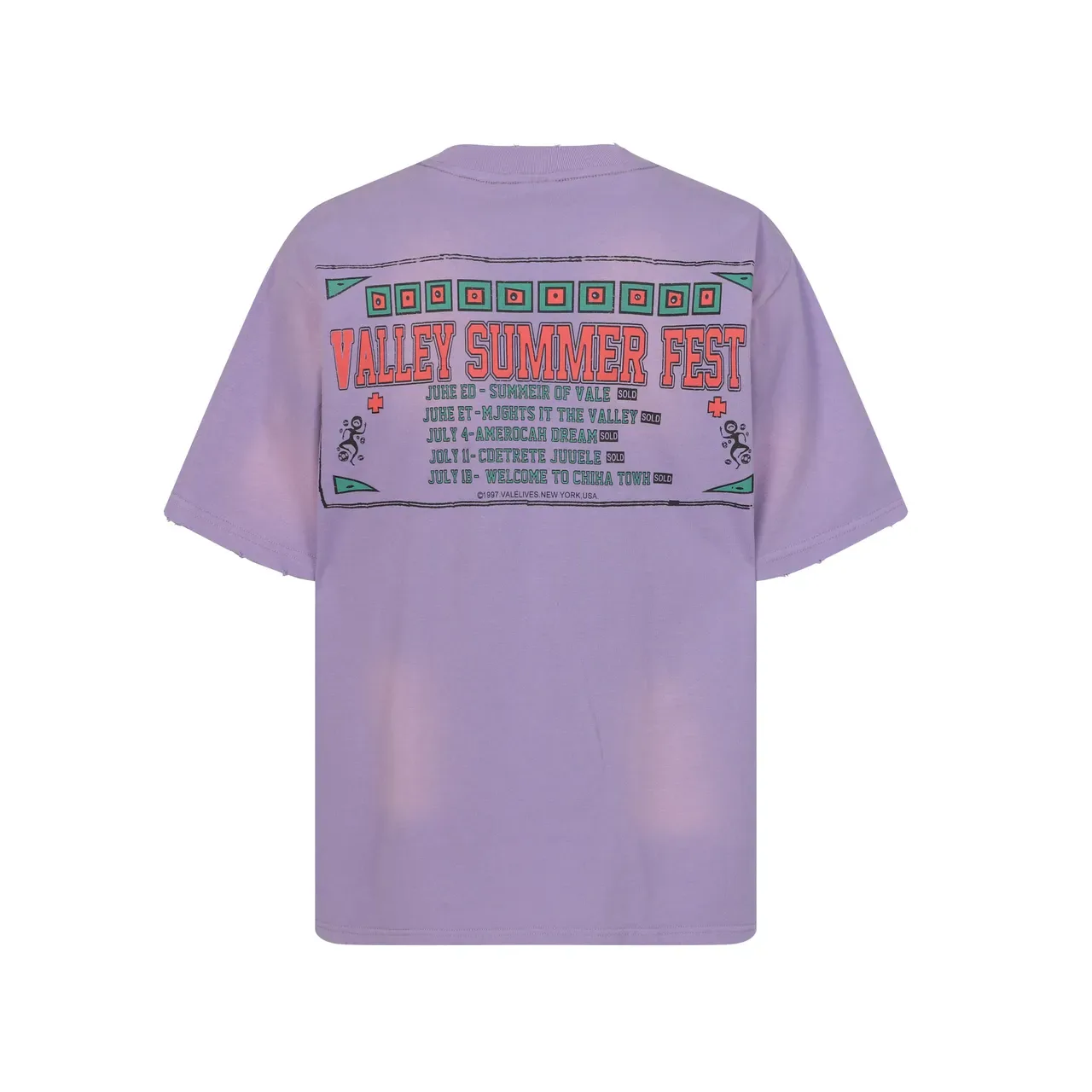 Lavender Oversized Distressed Graphic Print T-Shirt 4