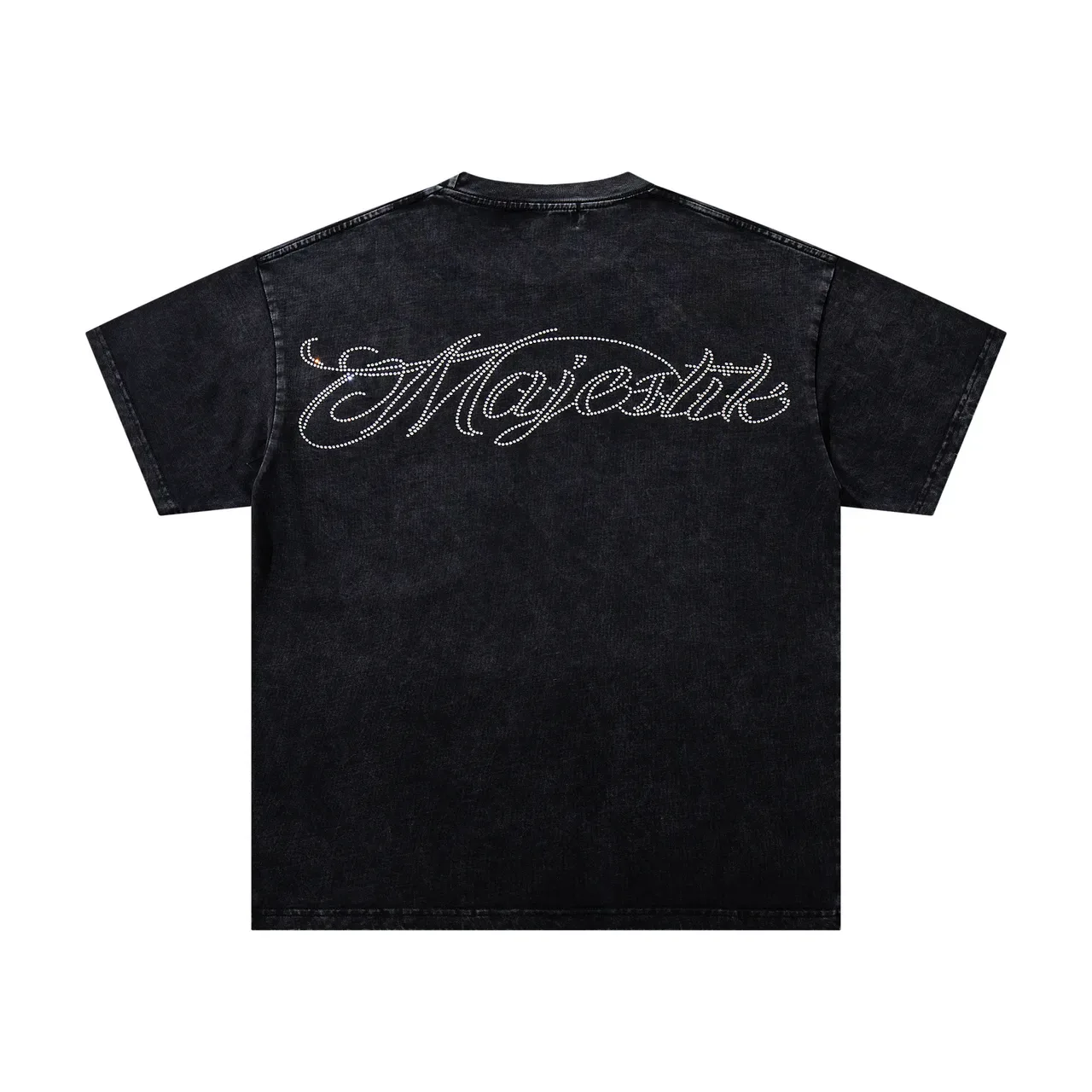Majestik Racing Sports Graphic Print Washed Black T-Shirt 3