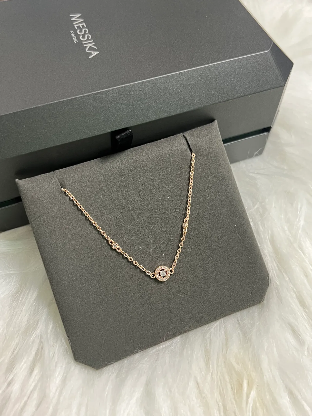 Messika Argent Pavé-Set Pendentif Circular Chaîne de Maillons Delicada 2
