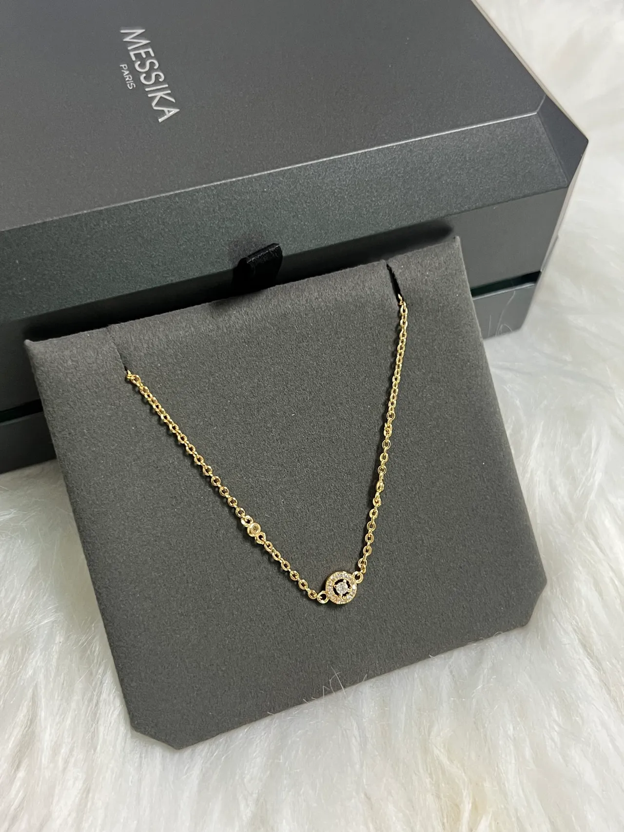 Messika Argent Pavé-Set Pendentif Circular Chaîne de Maillons Delicada 3